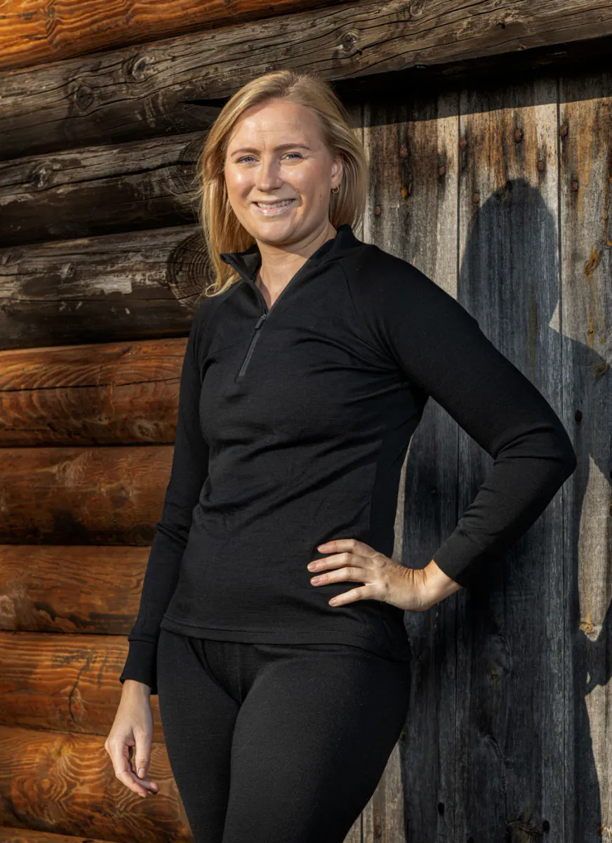 Move On Ullvarp Genser Høy Hals Sort Dame